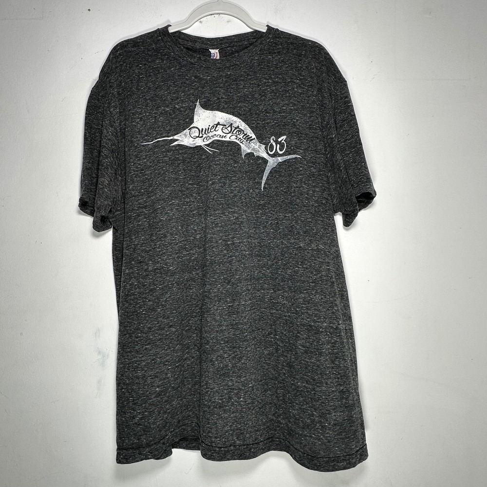 Quiet‎ Storm Ocean City 83 Marlin Graphic T-Shirt Mens XL Heather Charcoal Grey